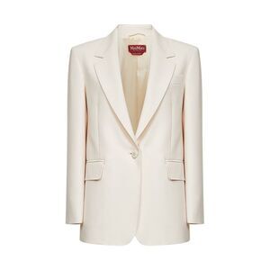 Max Mara Studio Women Beige Cady Mstbosco Single-Breasted Blazer